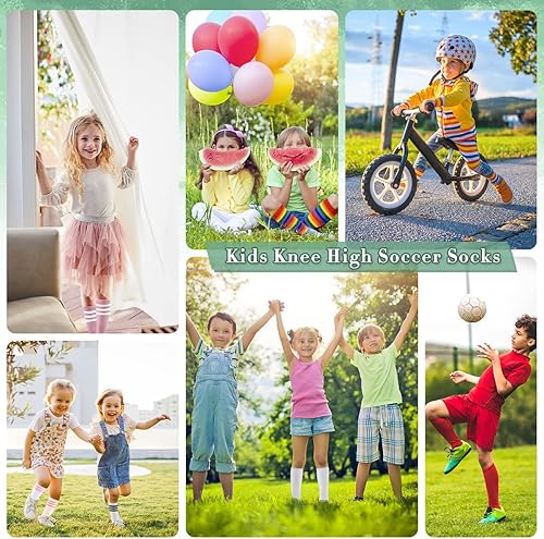 Miniatura 7 de Calcetines de fútbol para niños, calcetines de fútbol para niñas, calcetines de fútbol a rayas, calcetines altos hasta la rodilla, calcetines de