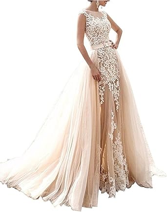 Two piece wedding dress with detachable skirt Clearance