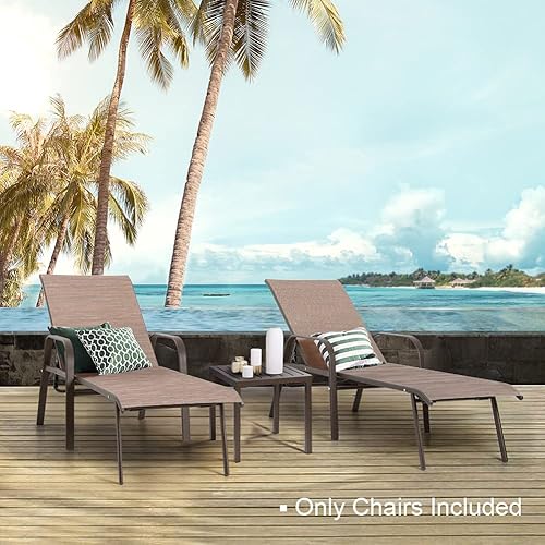 Miniatura 6 de Crestlive Products Tumbona ajustable, de cinco posiciones y reclinable, para exteriores, para patio, terraza, playa, patio, piscina (2 unidades,