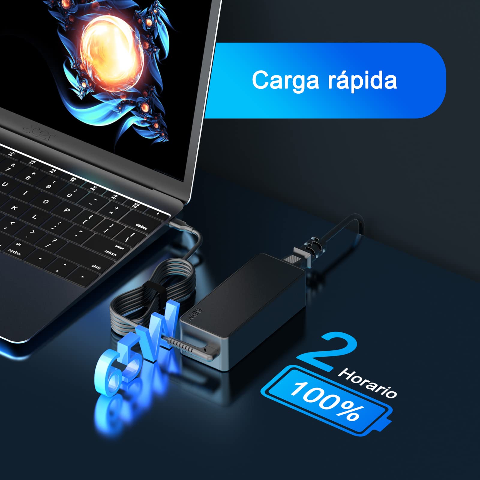 Cargador Portátil USB C 65W Compatible con Lenovo ThinkPad Yoga Series | ThinkPad X1 T480 T480s T580 T580s T490s E14 E15 E580 300e 100e C340 Yoga 730 910 C720 C730 C910 C940 13ikb C740 X1
