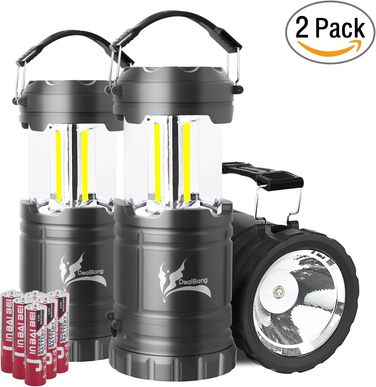Advanced COB Camping Lantern with LED Flashlight, Lightweight & Ultra Bright with 300 Lumens, Great for Hurricanes, Power Outage, Emergency, Battery Powered Collapsible Portable Kid’Lights
