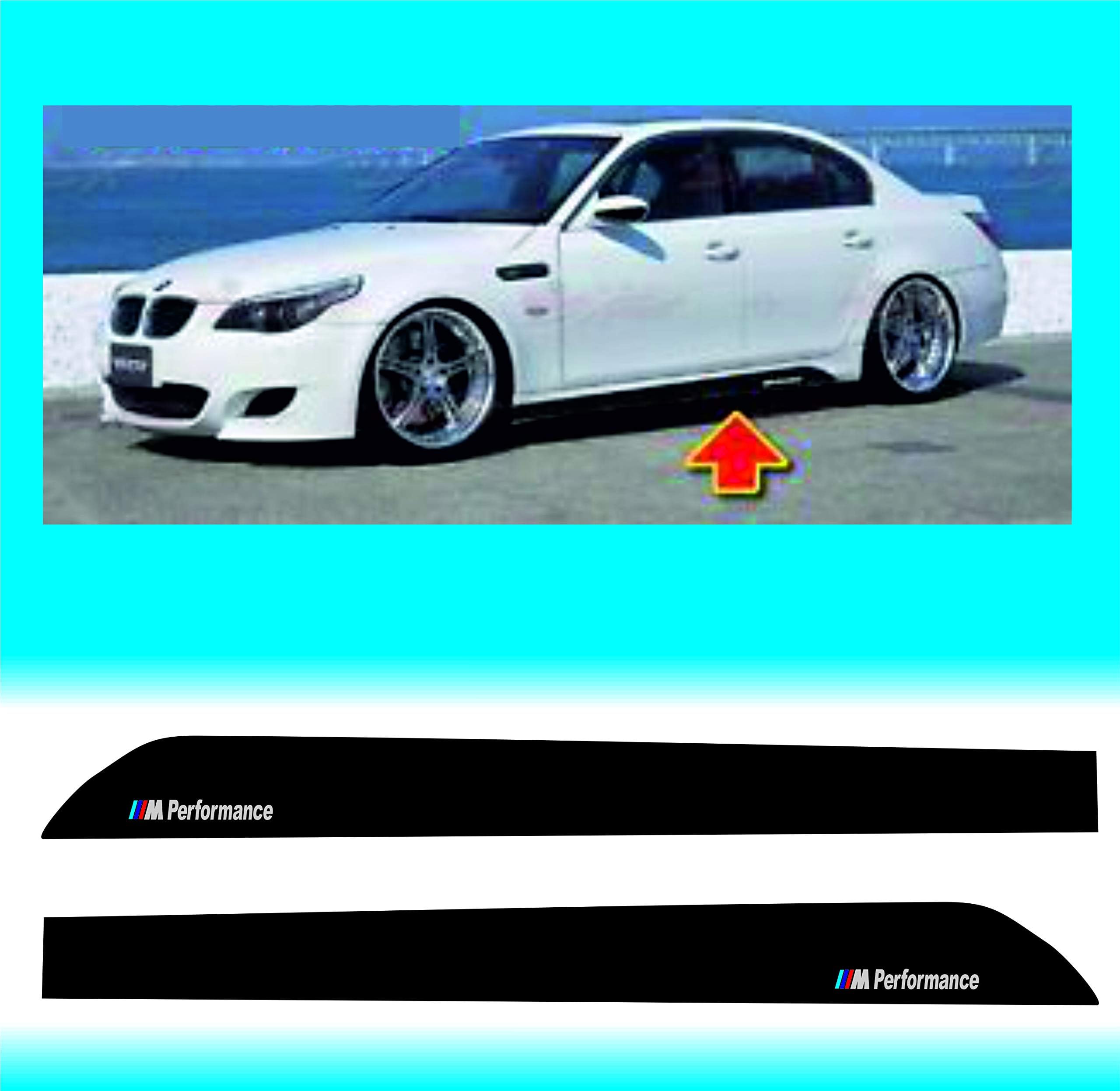 CCG 2pcs M Sport Side Skirt Sill Decal Stripe Sticker for BMW 5 Series E60 E61