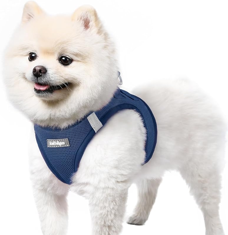 Step-in Small Dog Harness, Puppy Vest for Small Sized Pet | Easy Put on and off, Lightweight, Soft, Breathable Quick-Dry Air Mesh for Comfortable Secure Walking, Navy Blue S