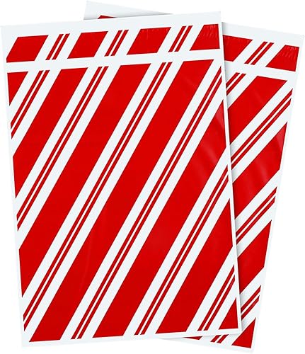 Zhanmai 100 sobres de polietileno navideños de 10 x 13 pulgadas, bolsas de envío de bastones de caramelo, bonitos sobres autoadhesivos, bolsas de