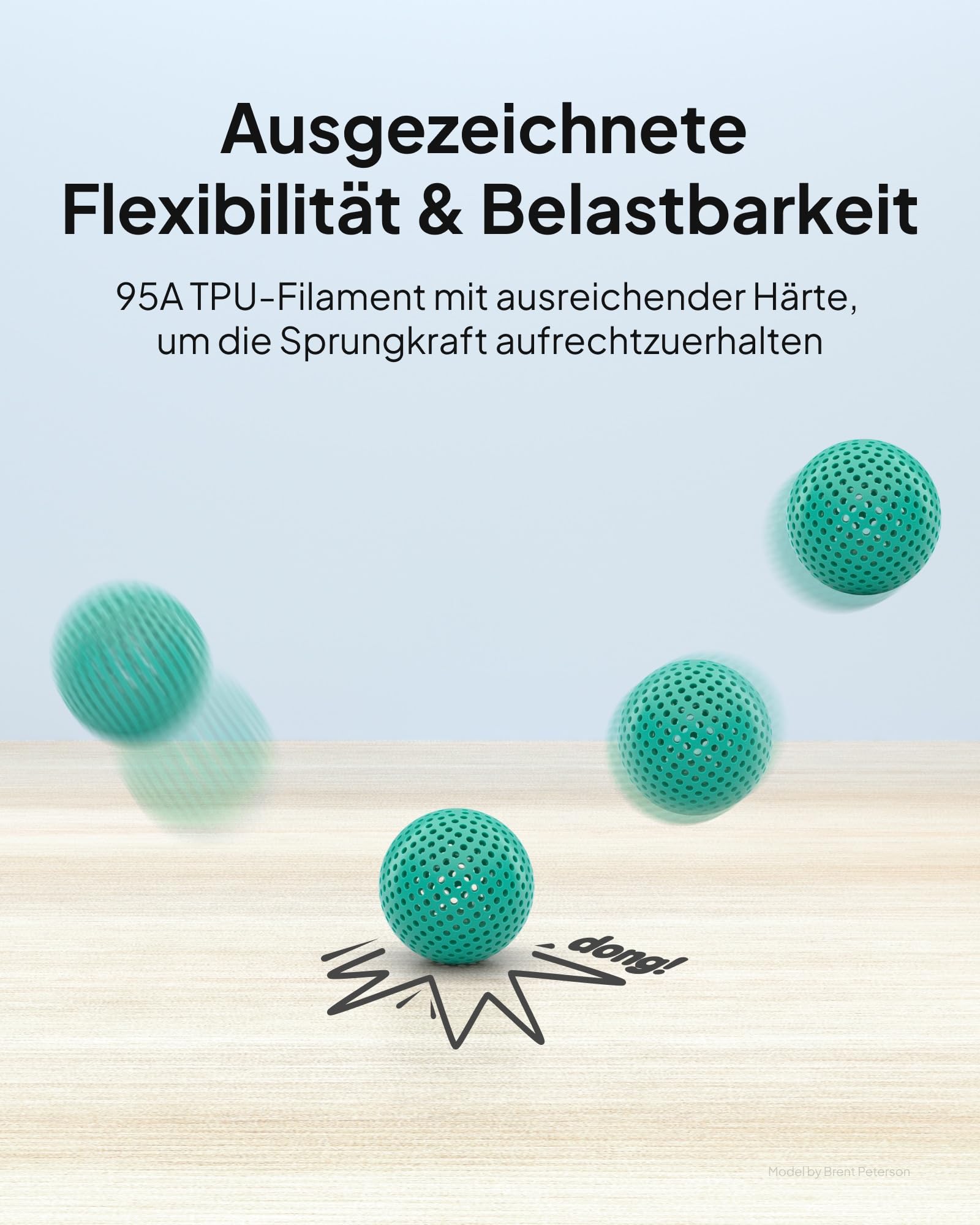 ELEGOO TPU 95A Filament Weiß 1KG & Matte PLA Filament Eisblau 1KG