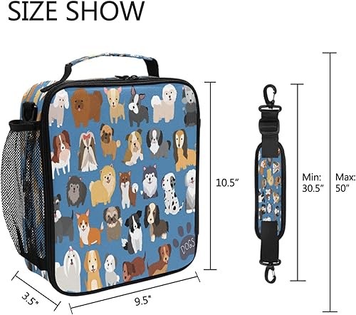 Miniatura 5 de Lonchera aislada, con estampado de huellas de animales y perros, lonchera reutilizable para preparación de comidas, bolsa de hielo, contenedor