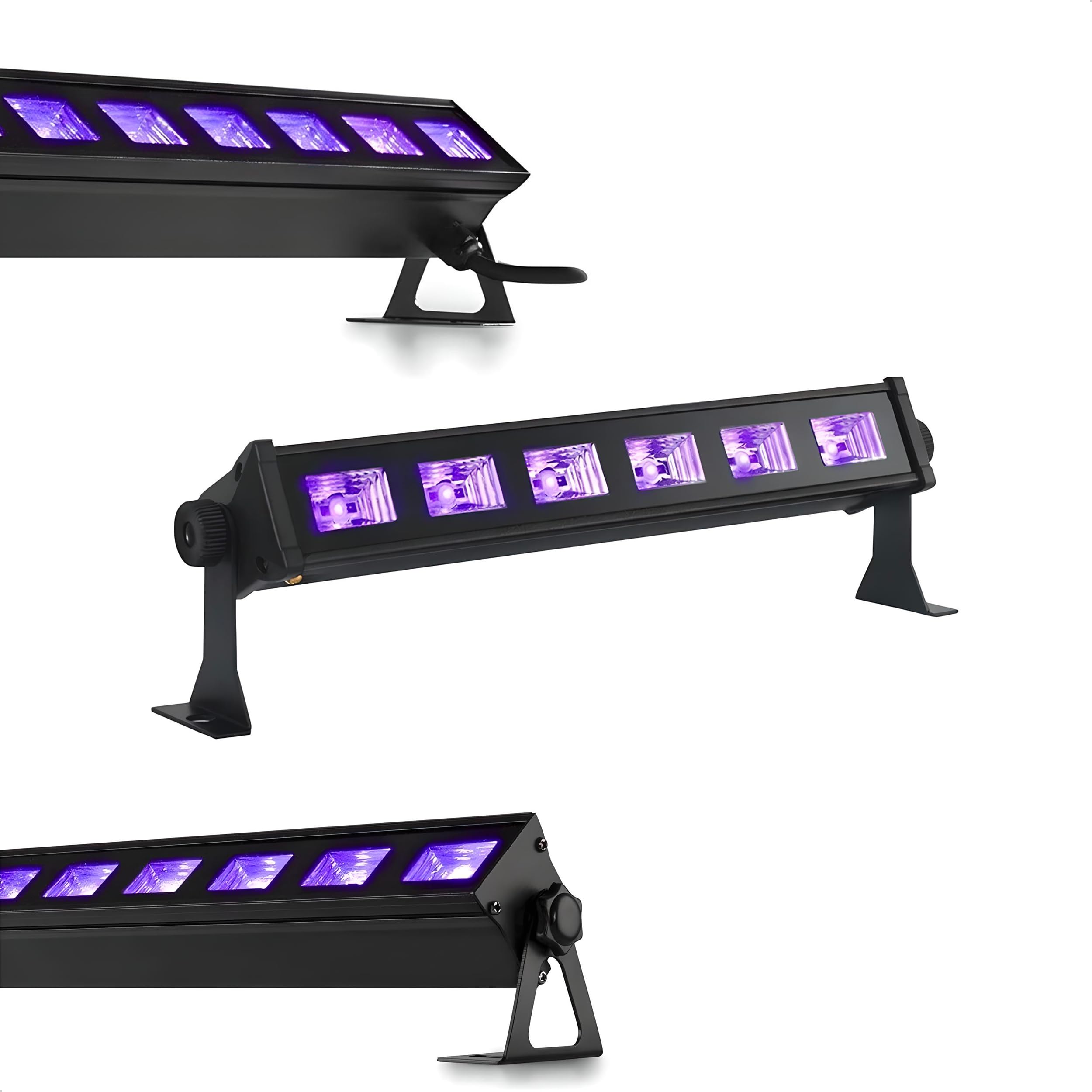 Ibiza - LED-UV-BAR6 - Lámpara UV, efecto fluorescente, efecto luz negra con 6 LEDs de 3W cada uno - Negro - Sobre soporte