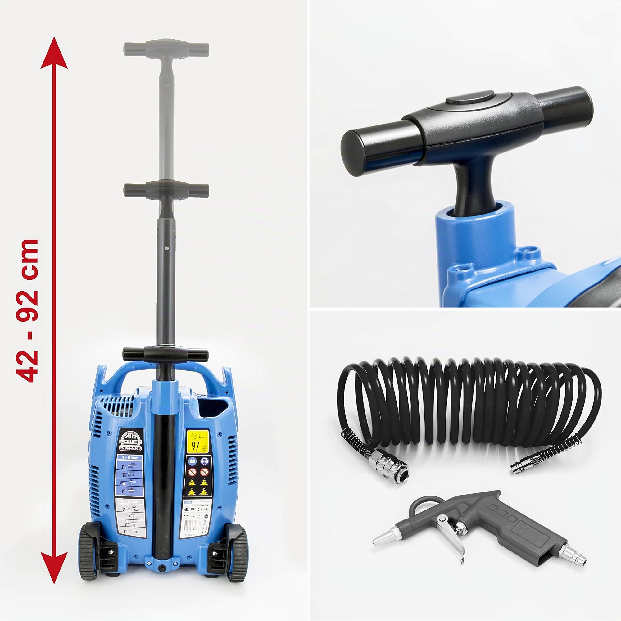 GÜDE Airpower Compresor de aire 200/10/5, TY + WD Tools, 8 unidades,juego de aire comprimido