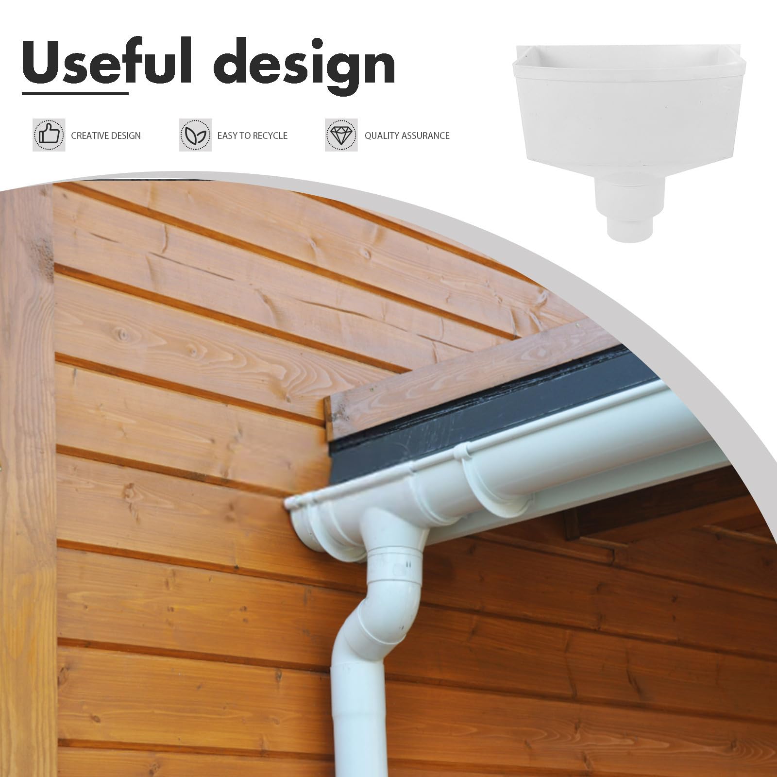 Accesorio Canalón Bajante 110X75 MM en PVC para Drenaje y Recogida de Agua de Lluvia, Conector para Sistema Pluvial en Cubiertas y Tejados