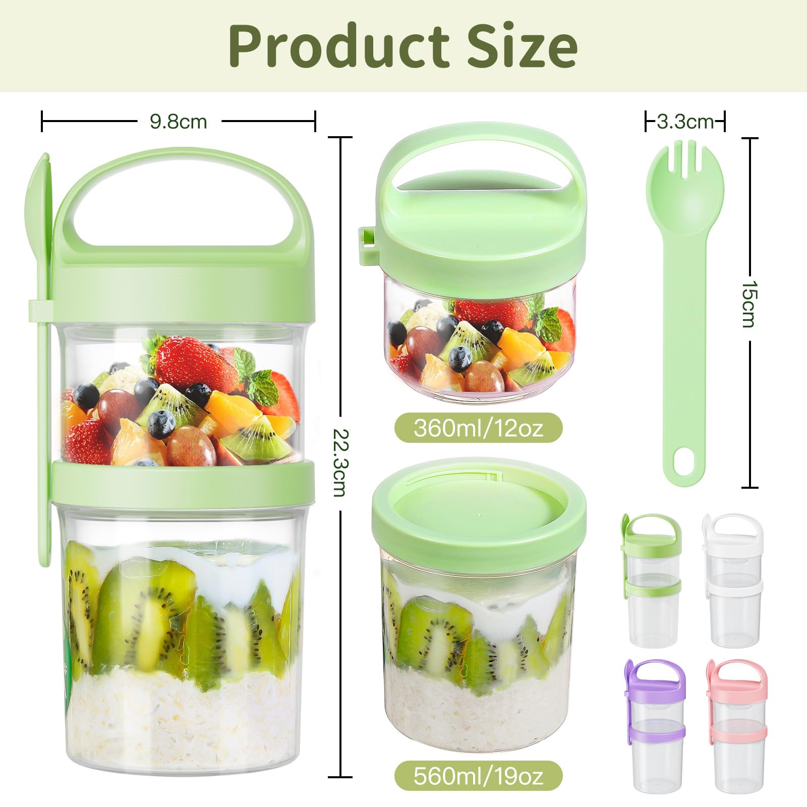 LUXEAR Confezione da 4 barattoli e contenitori per alimenti colorati