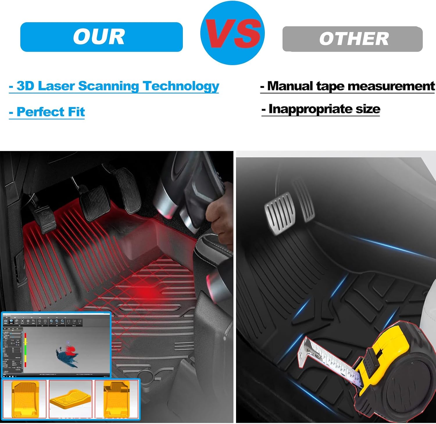 All-Weather TPE Automotive Floor Mats Fits Honda Accord 2018-2022: Premium Car Floor Mats Protection - 3D Anti-Slip Rubber Cargo Liners Mats