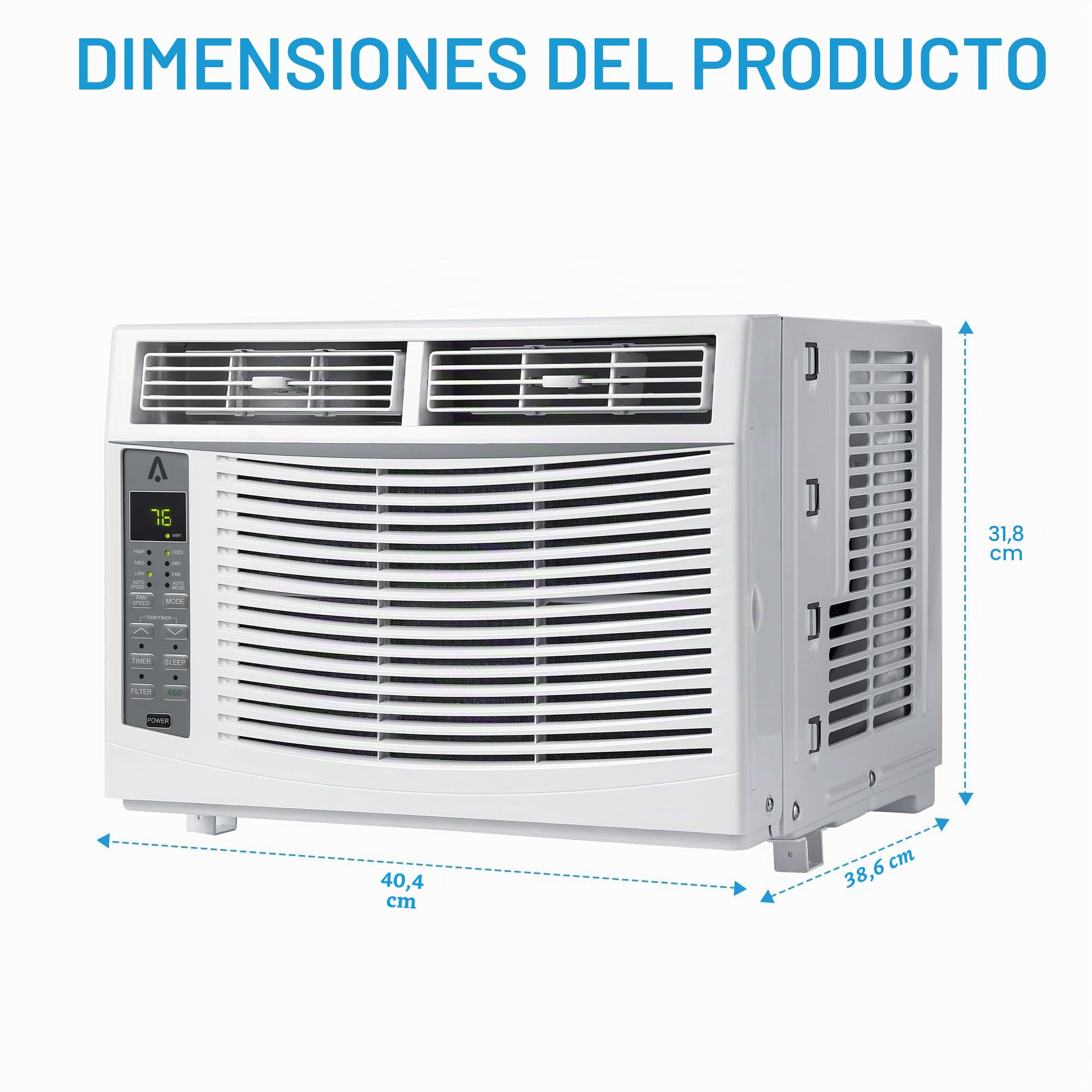 Aire acondicionado para ventana de 6000 BTU, refresca hasta 250 metros cuadrados con enfriamiento, deshumidificador, 3 velocidades de ventilador, unidad de aire acondicionado para ventana