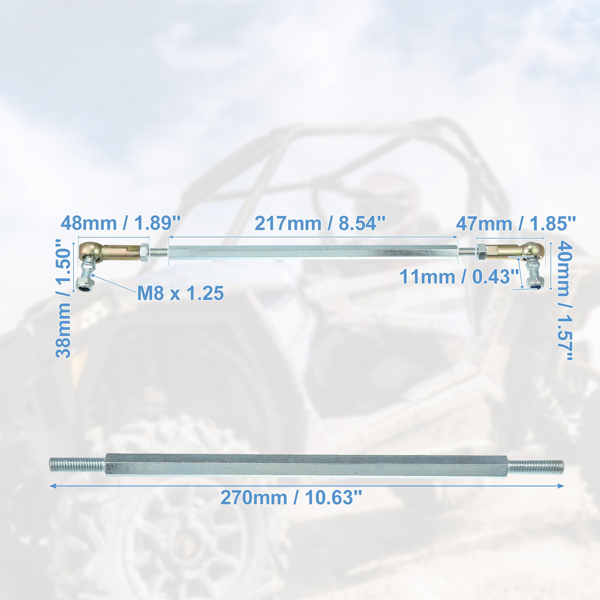Rotules De Direction Pour ATV 50cc à 250cc - 2 Pièces M8 270mm - Acier Inoxydable - Remplacement Direct