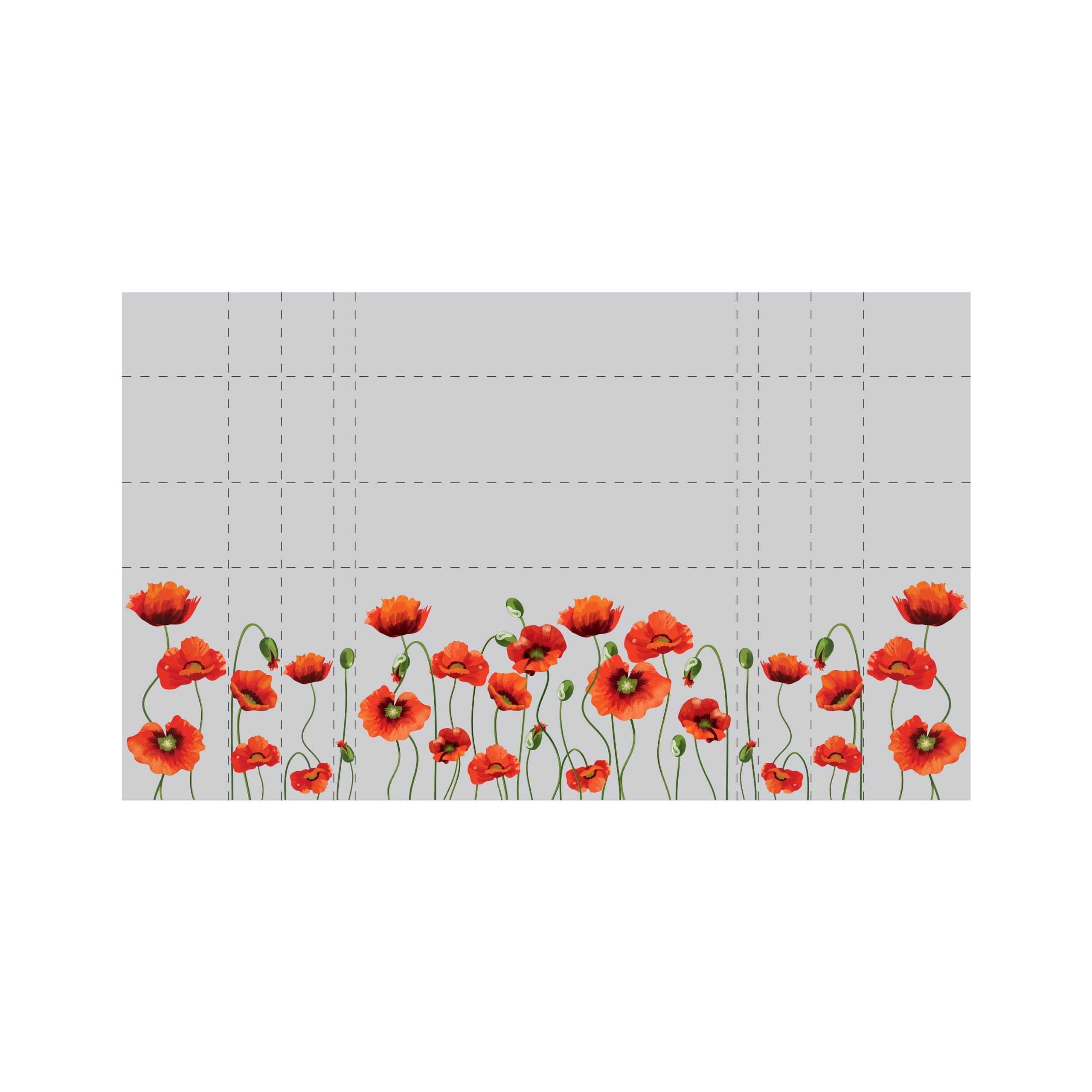 Sichtschutzfolie mit Mohnblumen, Fensterfolie Fensterdeko Milchglasfolie, 100 cm hoch, 75 cm breit
