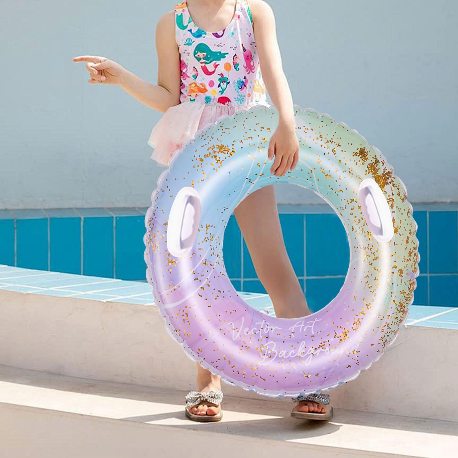 Anello Da Nuoto Gonfiabile Per Adulti Con Paillette | 90 Cm, Portata 75 Kg, Per Piscina E Spiaggia