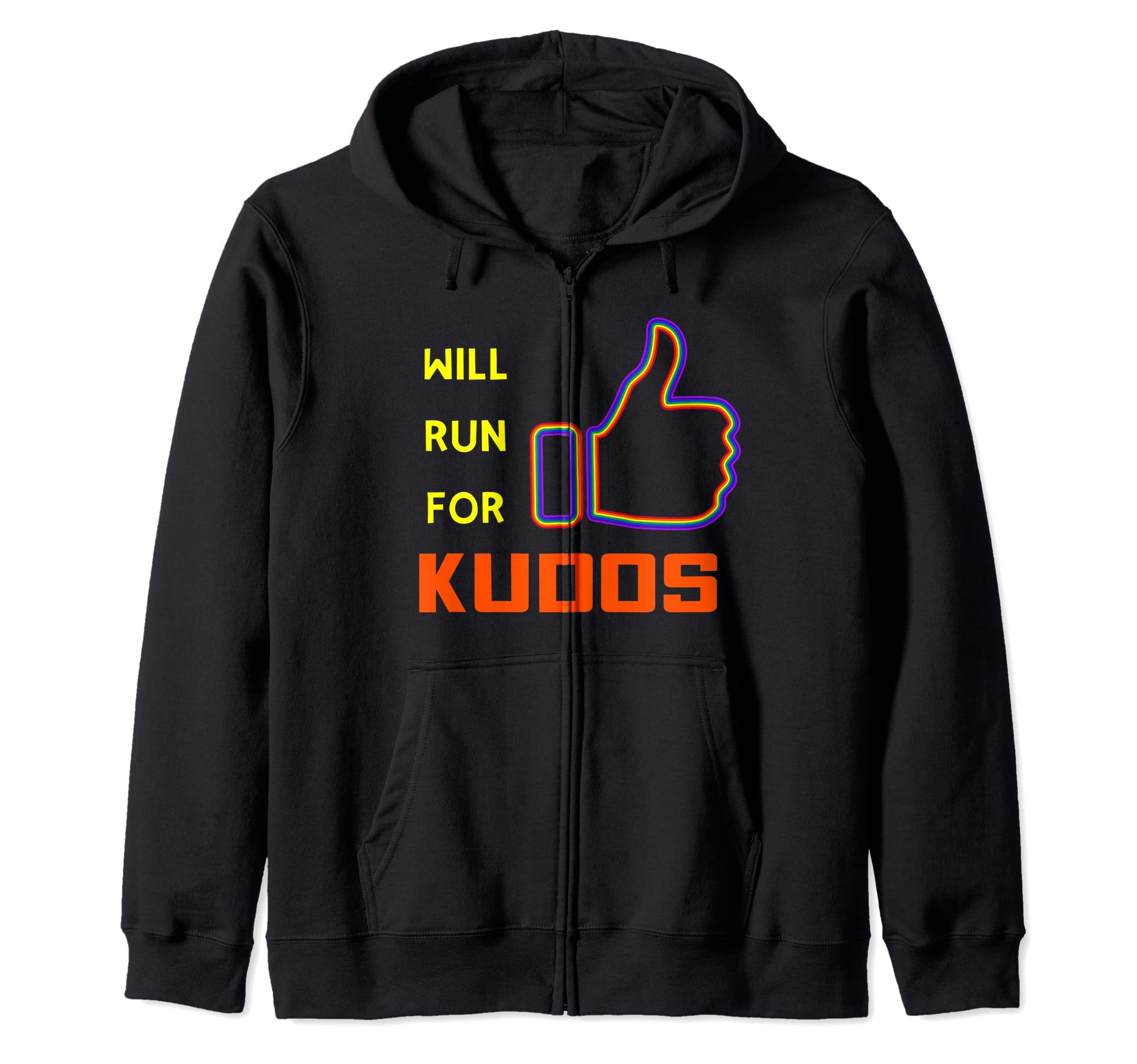 Will Run For Kudos - Funny Running Gear Zip Hoodie