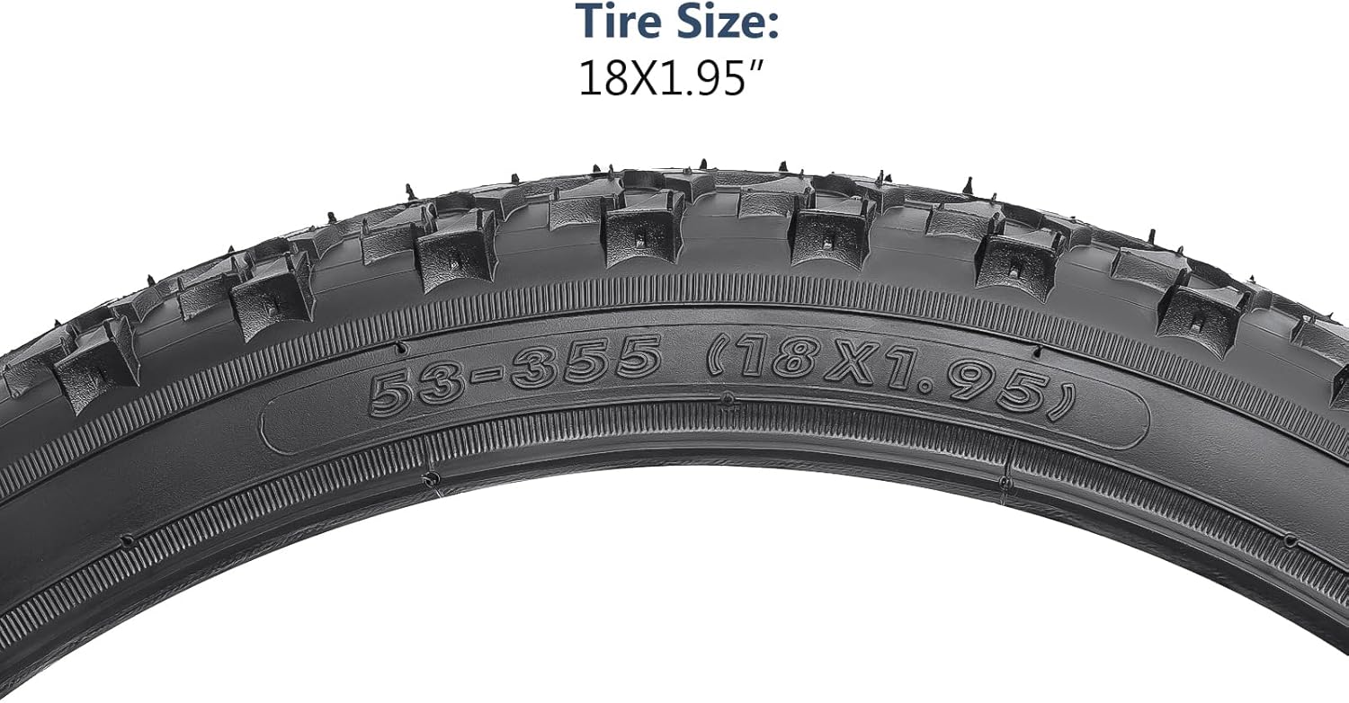 YUNSCM 2-PCS 18" Mountain Bike Tires 18x1.95/53-355 Compatible with Mountain Bike 18 x 1.95 Kid Bicycle Tires (Y-1221)