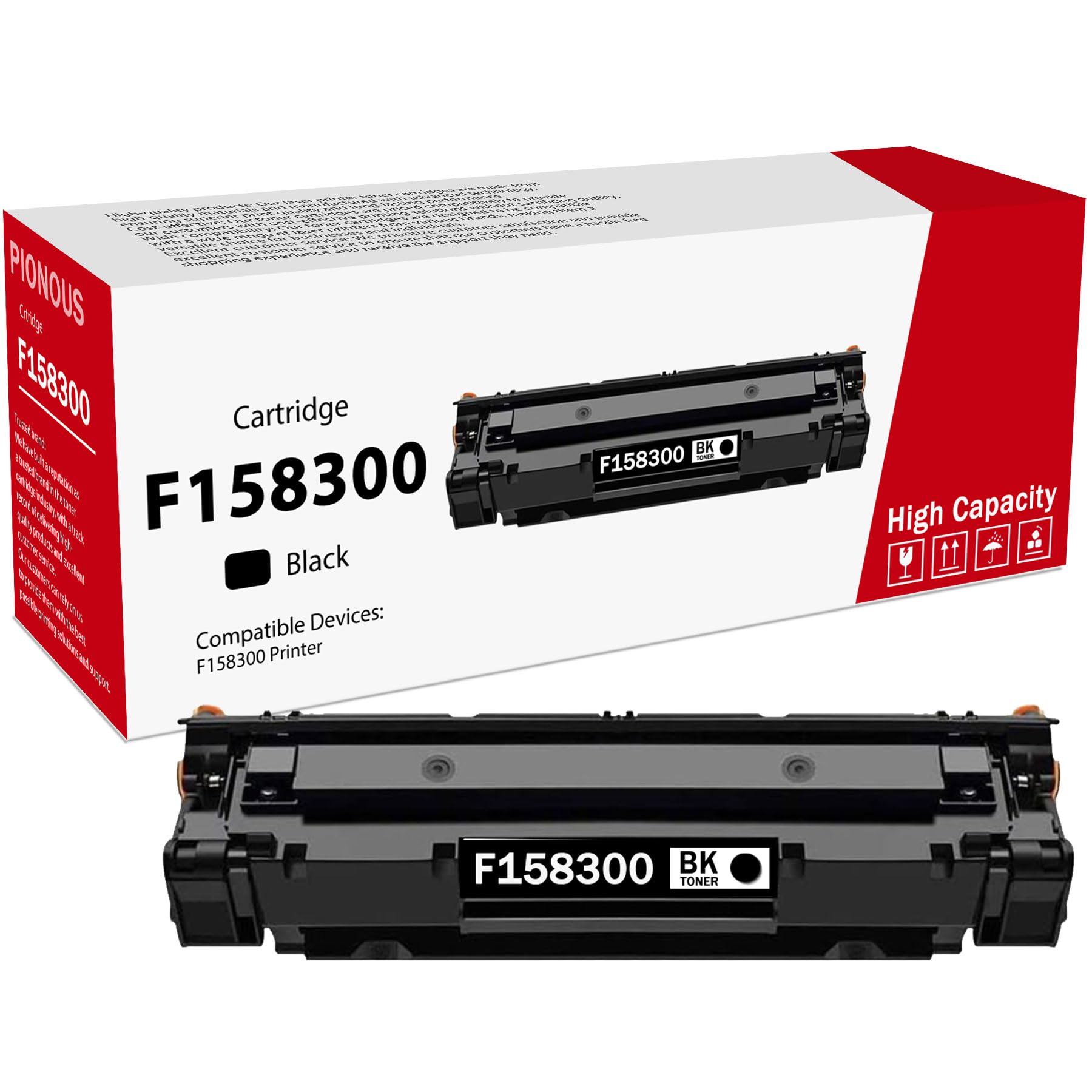 PINOS F158300 Black Toner Cartridge (1-Pack) - Compatible with F158300 Printer, Spherical Toner for Sharp, Non-Fading Printouts