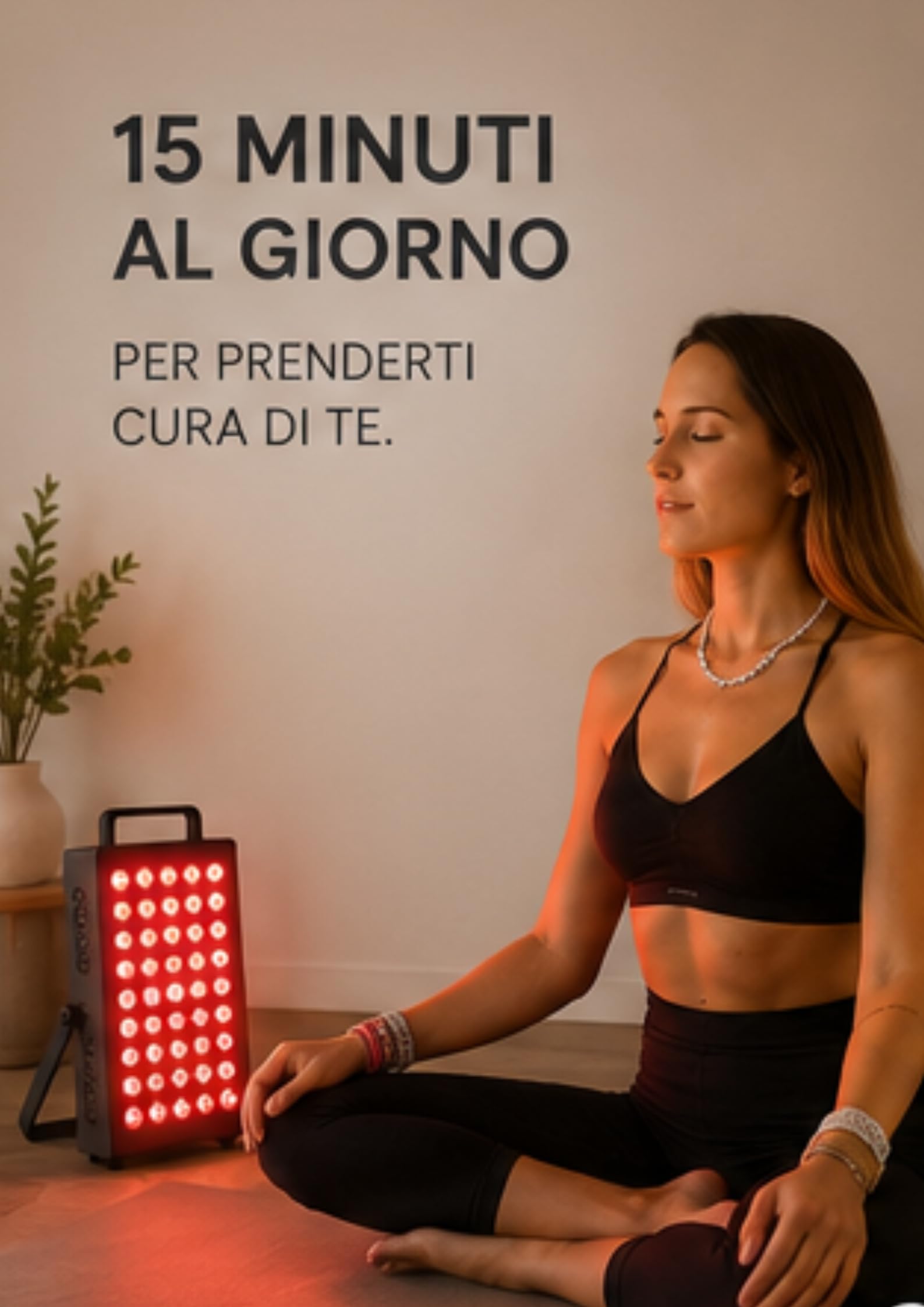 Lampada per terapia a luce rossa, 60 LED con tecnologia a 4 chip, 4 lunghezze d'onda (630 nm, 660 nm, 850 nm, 940 nm), intensità regolabile e timer, lampada a infrarossi per recupero muscolare