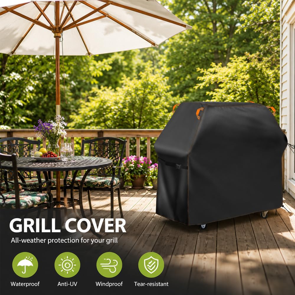 Pokrowiec na grill Napoleon Phantom Freestyle 425 2023-2026, wodoodporny odporny na rozdarcie zewnętrzny wytrzymały pokrowiec na grilla tkanina Oxford, z paskami odblaskowymi