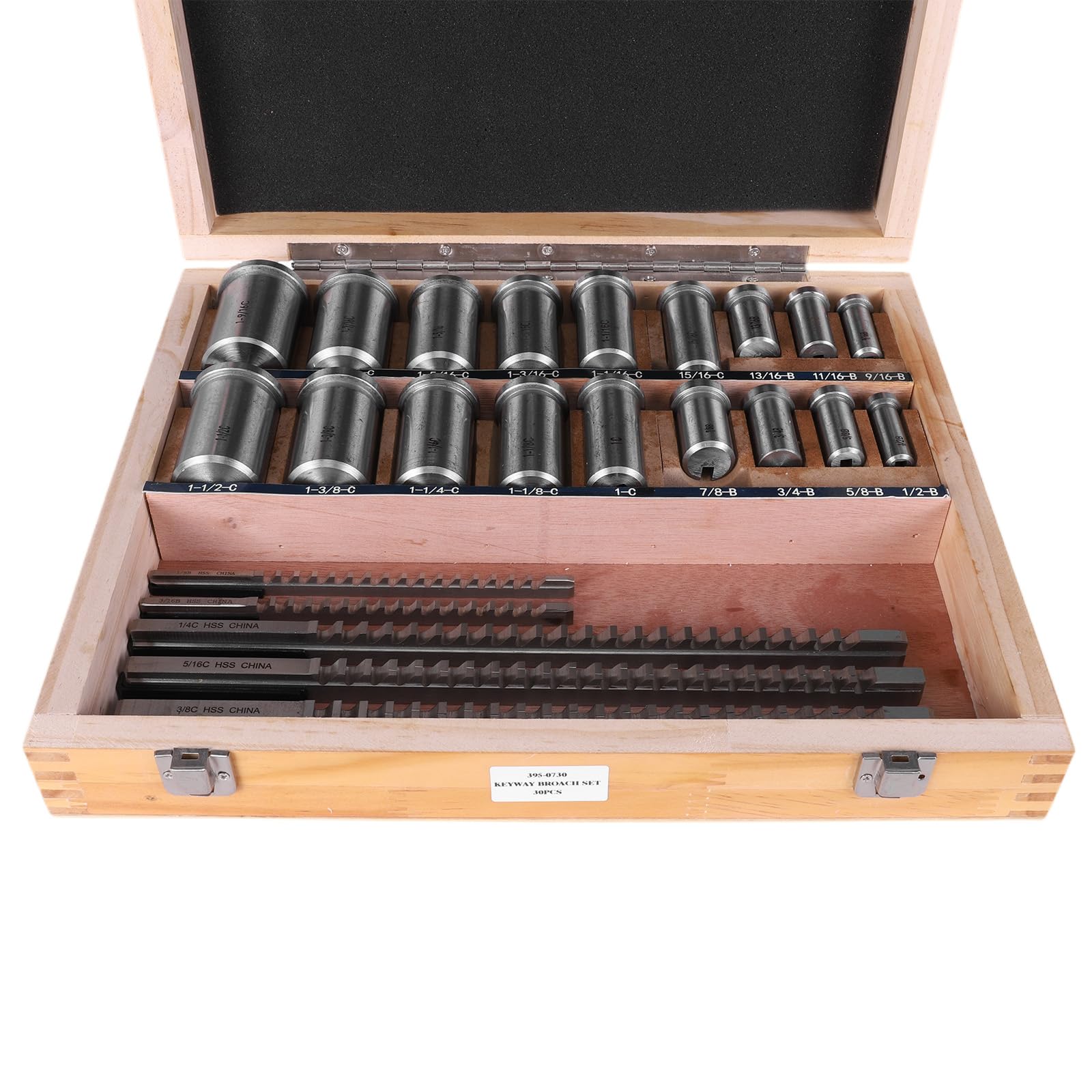 Keyway Broach Kit Keyway Broaching Set with 5 Broaches 18 Bushings and 7 Shims 30pcs for Metalworking and Manufacturing