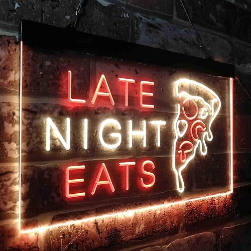 Miniatura 3 de ADVPRO Late Night Eats Pizza Café Restaurant Display Open Dual Color LED Neon Sign Rojo y Amarillo 16 x 12 pulgadas st6s43-i3621-ry