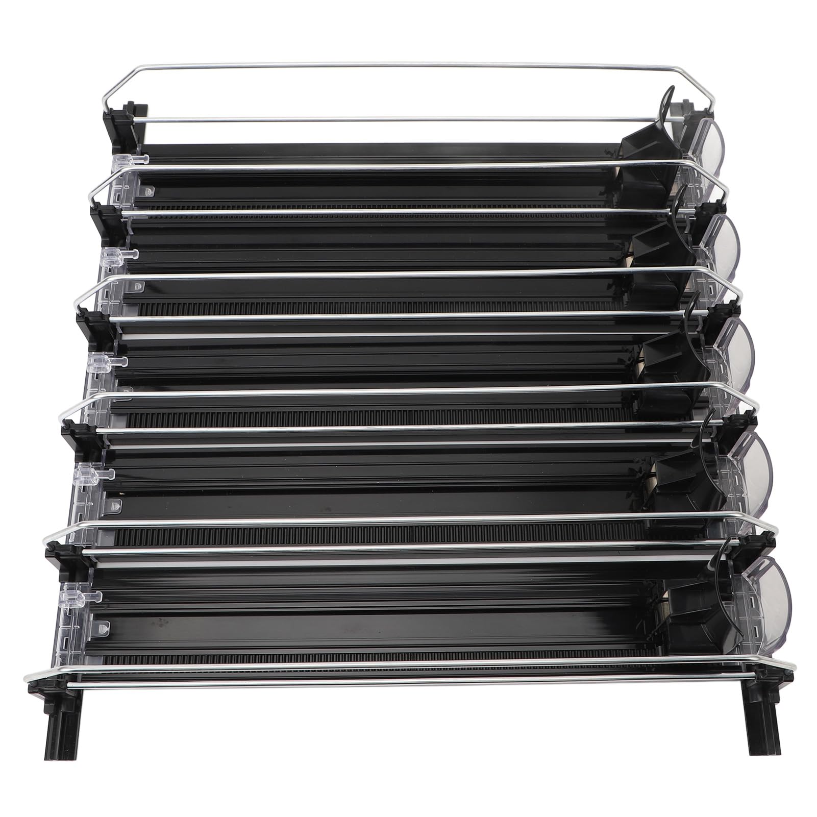 5 organizadores de bebidas para frigorífico, dispensador de latas de refresco transparente para frigorífico, empujador automático, dispensador de latas de refresco (Black)