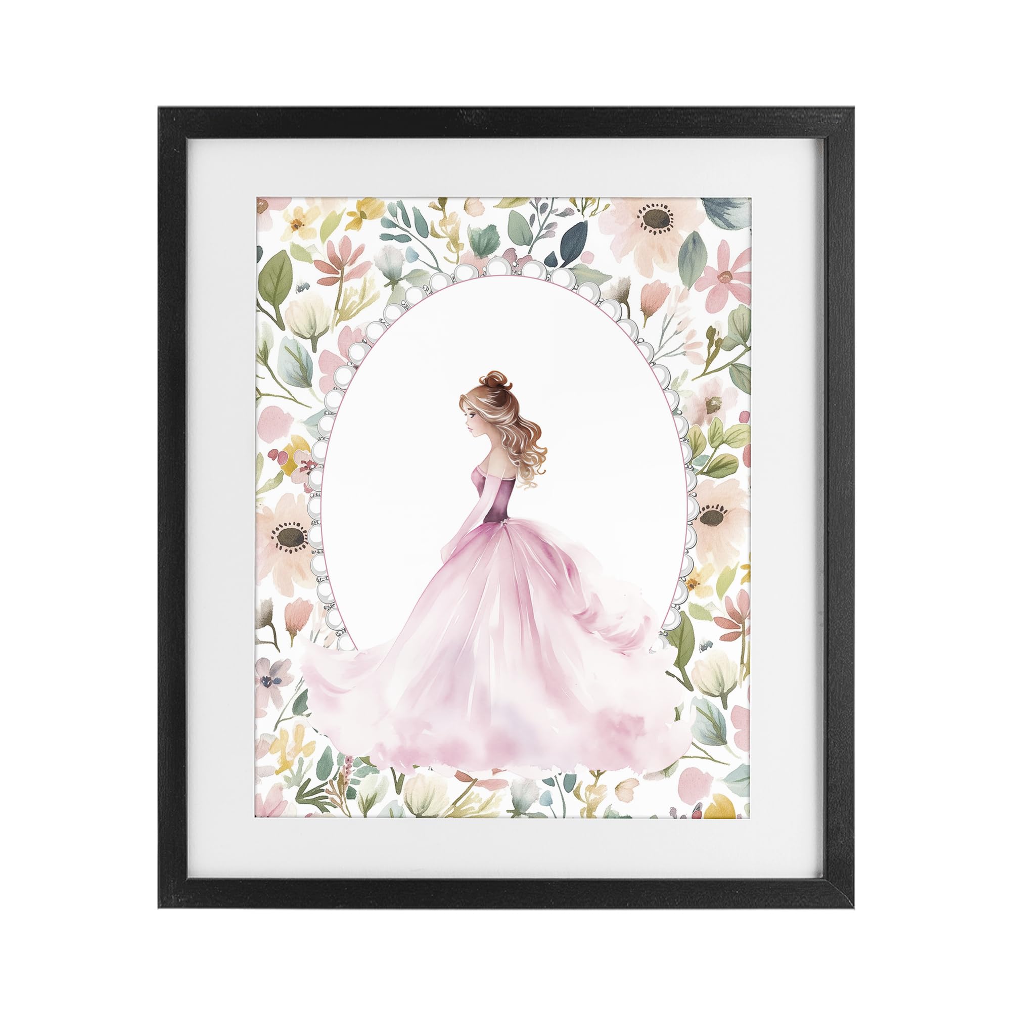 Stupell Industries Midnight Black (Textured) 'Elegant Princess Love'| Framed Print Under Glass