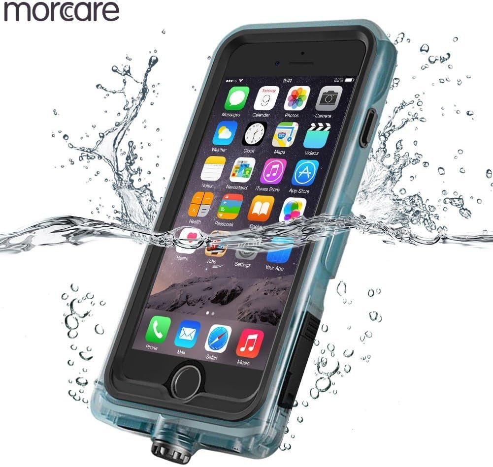 Morcare Waterproof Case with Belt Clip Armband, Protective Shockproof Full-sealed Transparent Cover IP68 Absolutely 100% Waterpeoof for Swimming Floating (Black, iPhone 7)