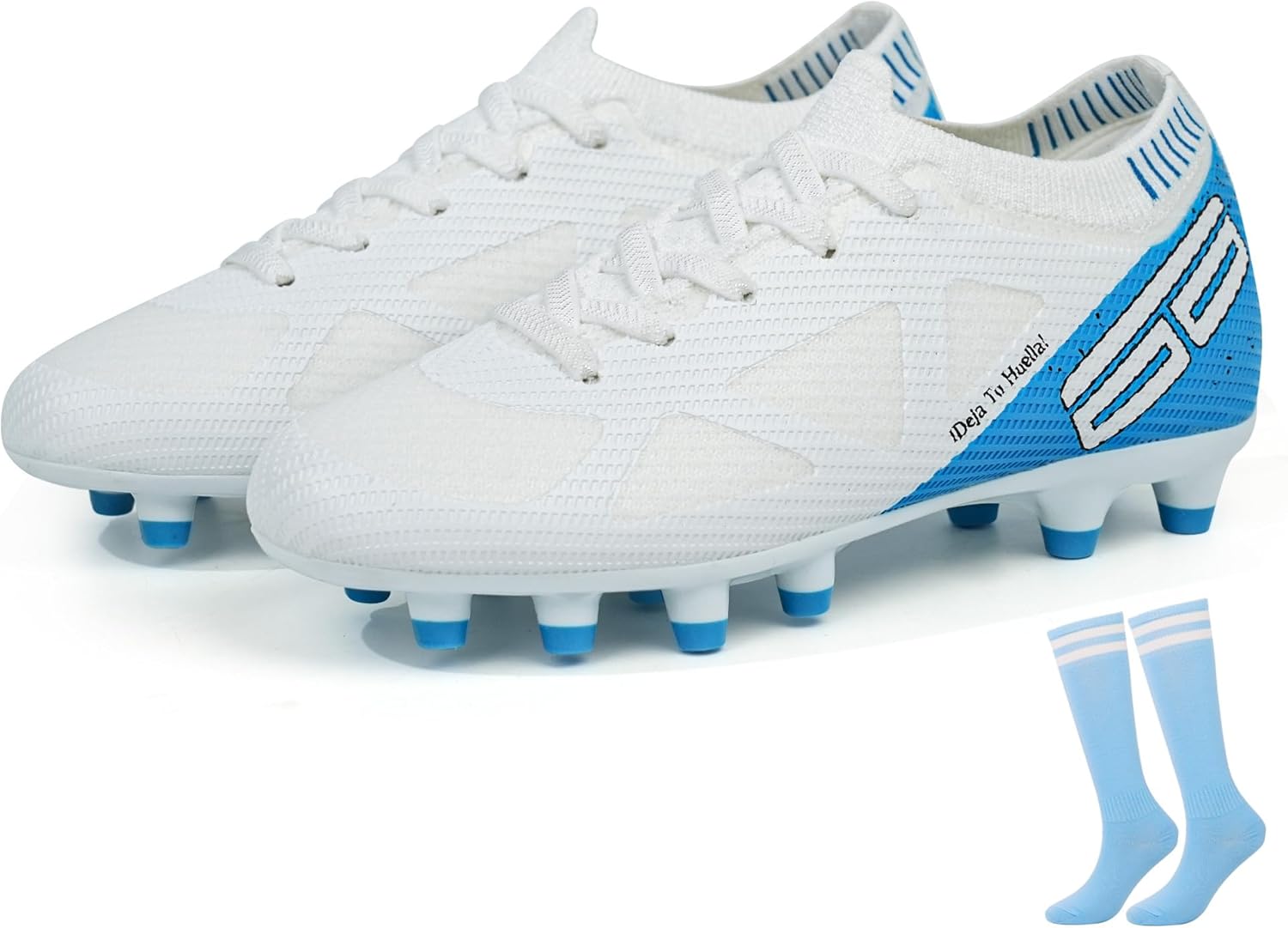 brooman Kids Firm Ground Soccer Cleats Boys Girls Football Shoes with Soccer Socks