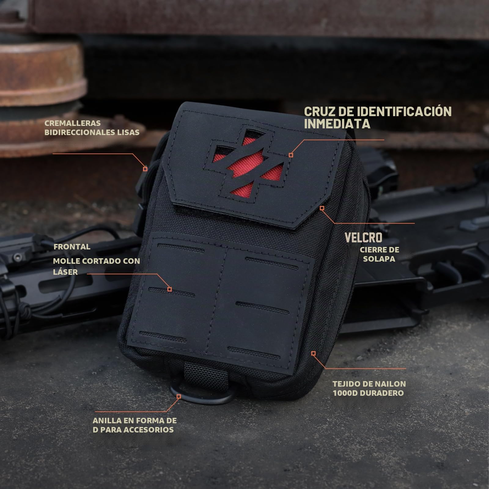 WYNEX Molle IFAK - Bolsa de primeros auxilios, bolsa táctica para trauma médico, bolsa de cinturón MED EMT, pequeña bolsa de supervivencia portátil de emergencia con cruz de identificación inmediata