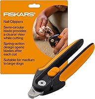 Fiskars Large Pet Nail Clippers for Dogs & Cats - Semi-Circular Blade, SoftGrip Handle, Safety Lock, Precision Trimmers 5.75"