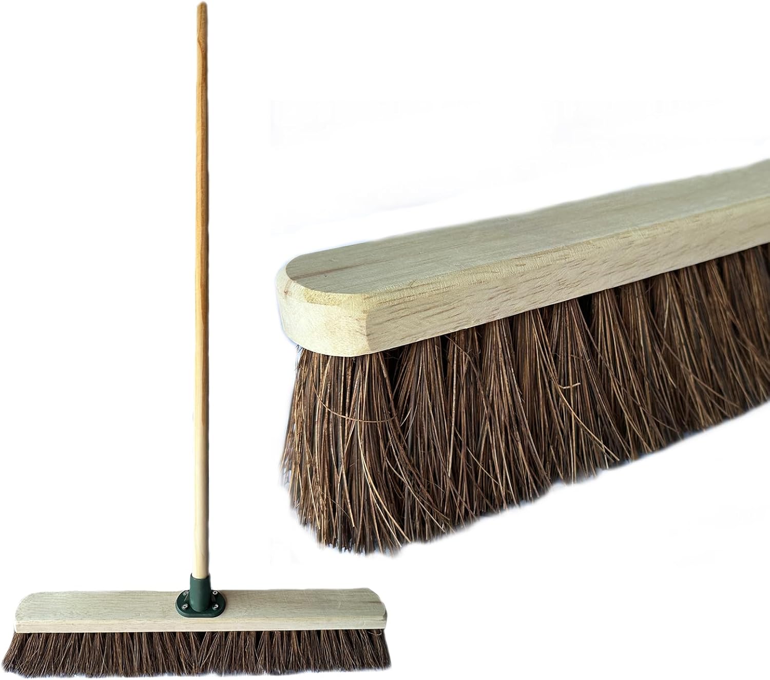 24” Broom Outdoor Yard Broom Sweeping Brush Natural Stif Bristles with