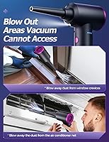 Vista 8 de Evaline Plumero de aire comprimido – 3 engranajes ajustables 100000RPM eléctrico con luz LED, ventilador inalámbrico para teclado de computadora