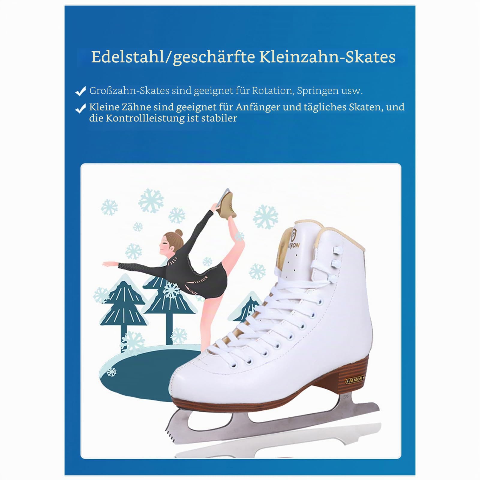 Unisex Schlittschuhe Eishockey Eislaufen für Erwachsende,Obermaterial Leder Edelstahlkufe vorgeschliffen Schlittschuhe,Optimaler Halt & bequemer Komfort für Anfänger und fortgeschrittene Skater