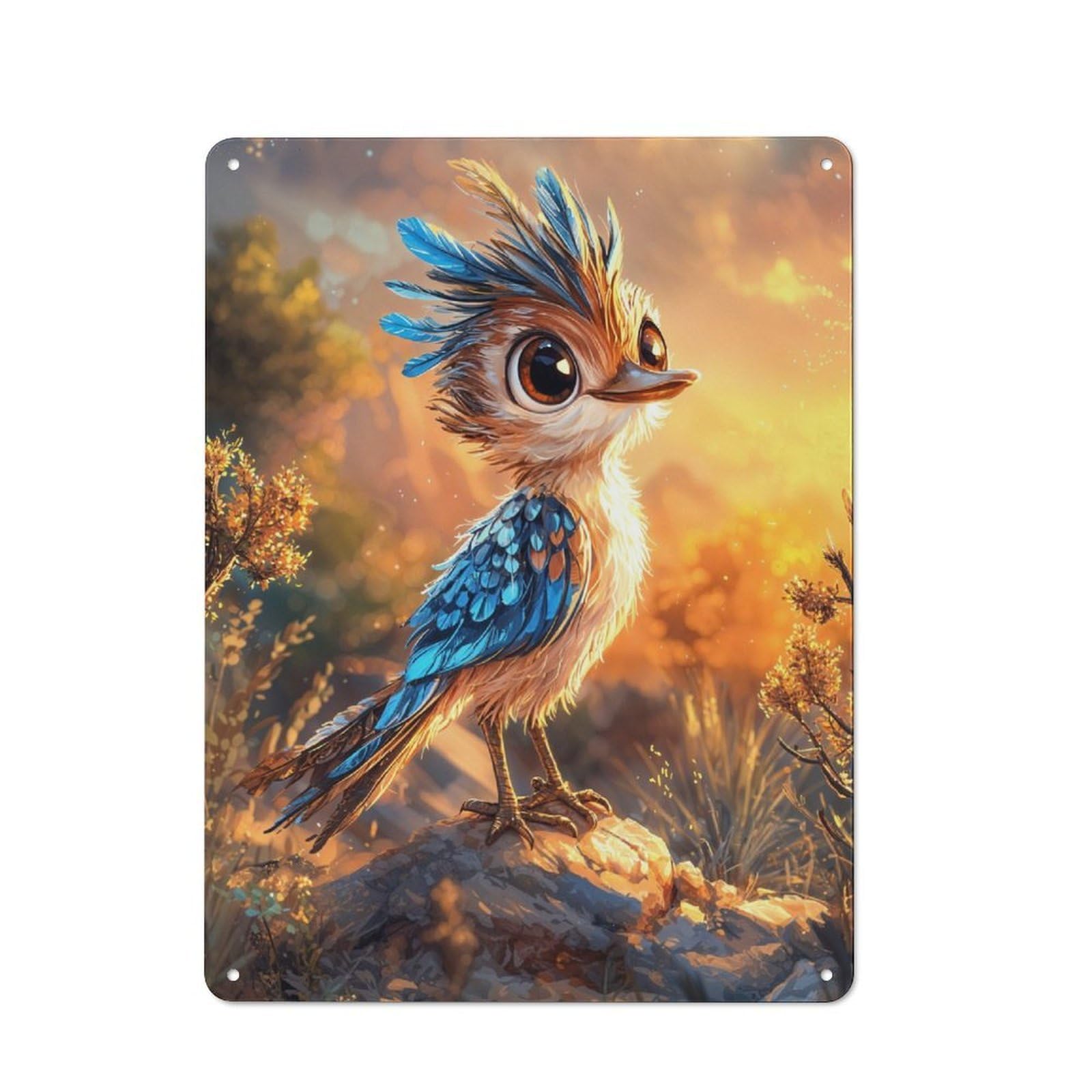 Junmoney Cute Bird At Sunset Metal Wall Decor Sign, Easy To Hang Plaque For Study, Gallery Wall Or Travel Inspired Room, 40X30cm