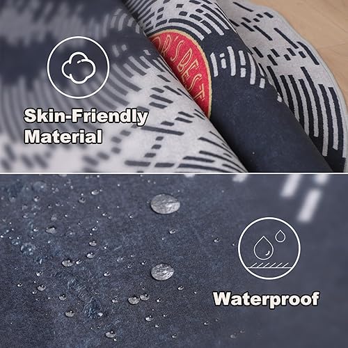 Miniatura 4 de Alfombra redonda de vinilo de 5 pies, alfombra redonda antideslizante para sala de estar, dormitorio, mesa de comedor, alfombras circulares grandes,