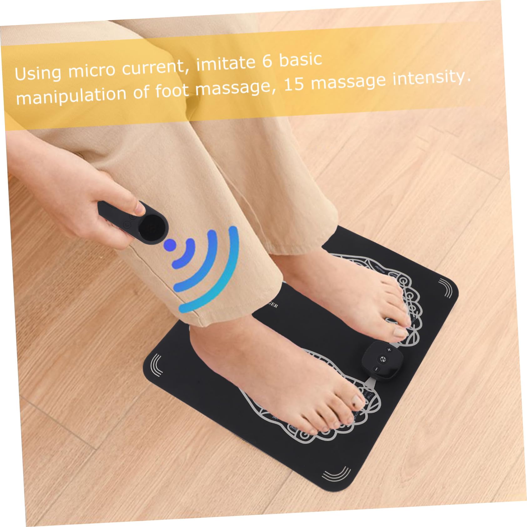 Aufladbares Mikrostrom Fußmassagekissen aus Abs und Pu, Schwarz