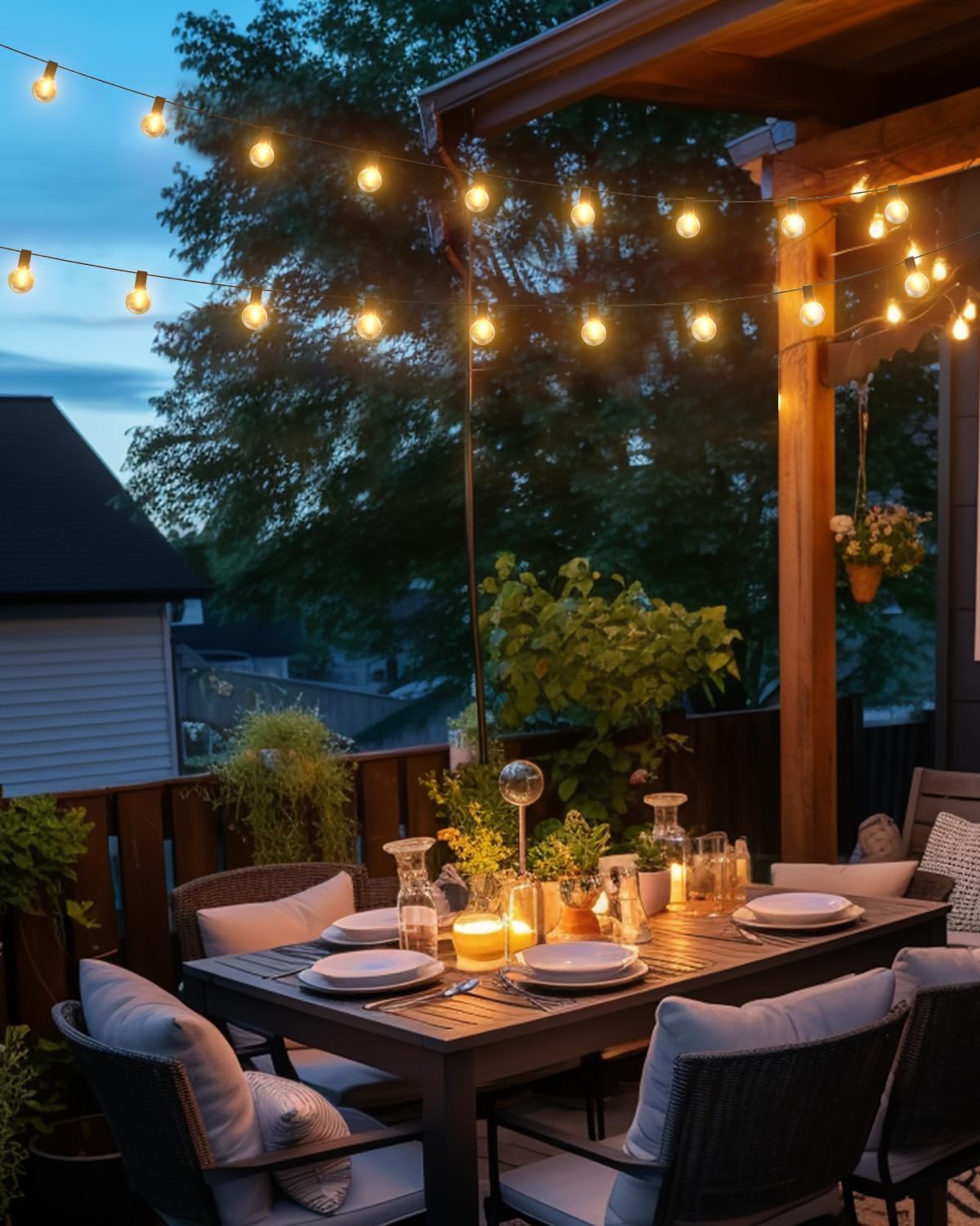 LITVERSE String Lights for Outside 25 FT, Outdoor Lights for Patio with 25 + 1 Shatterproof LED Edison Bulbs, G40 Waterproof Connectable Hanging Lights for Backyard Bistro Party Balcony 2