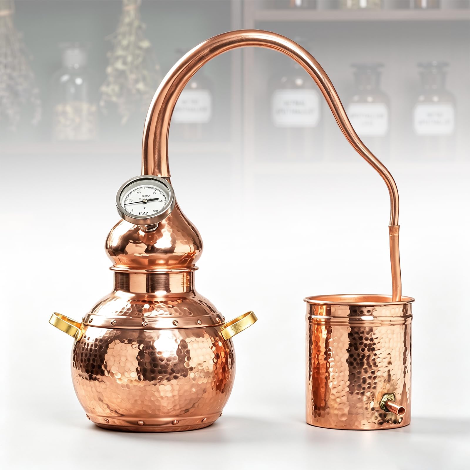 3-Liter-destillierapparat Aus Reinem Kupfer – DIY-heimbrennerei Für Whisky, Ätherische Öle, Hydrolate Und Mehr Mit Thermometer – Perfekt Für Hobbybrauer Und Destillationsbegeisterte