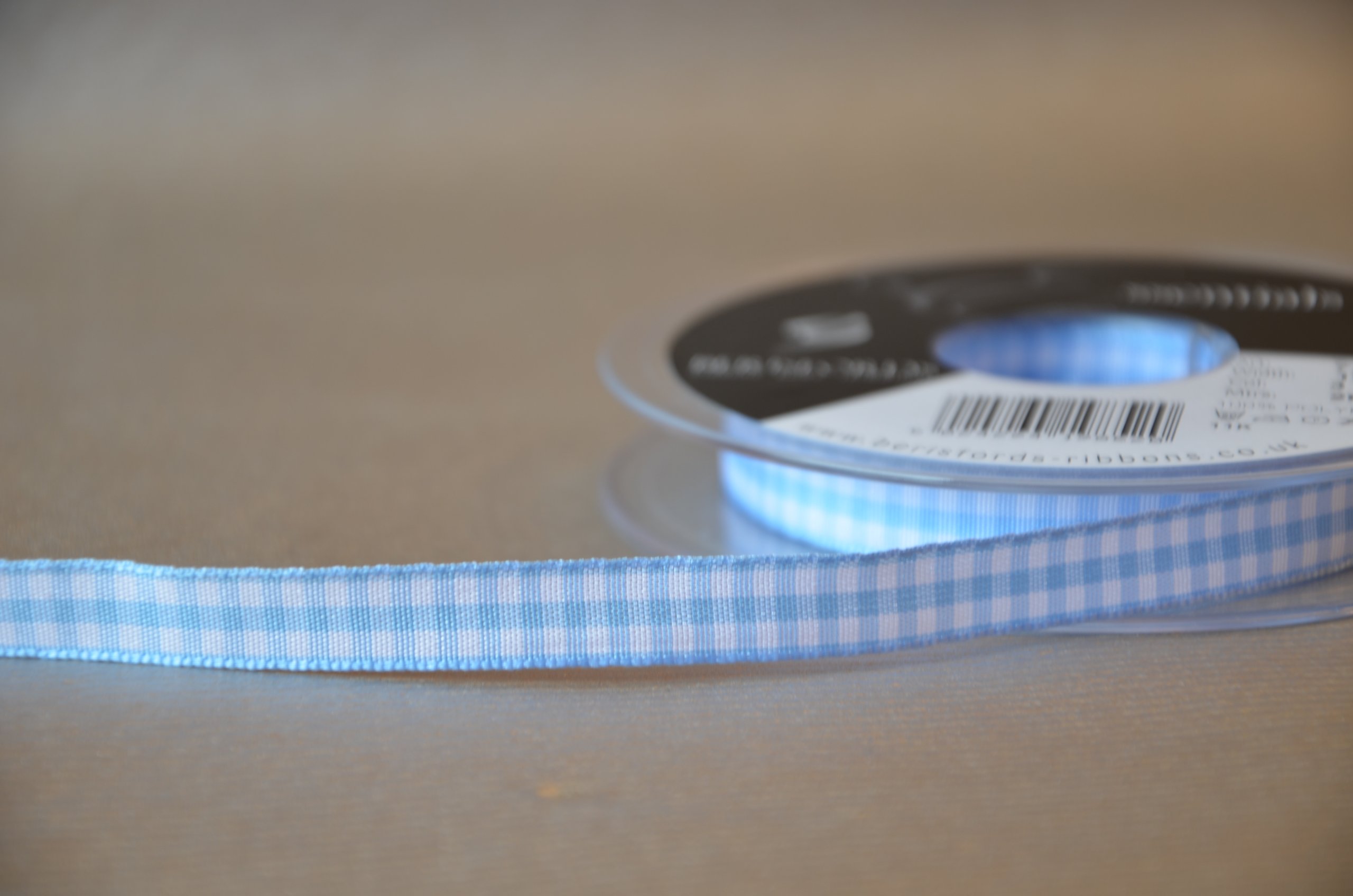 Berisfords 10 mm Gingham Ribbon, Sky