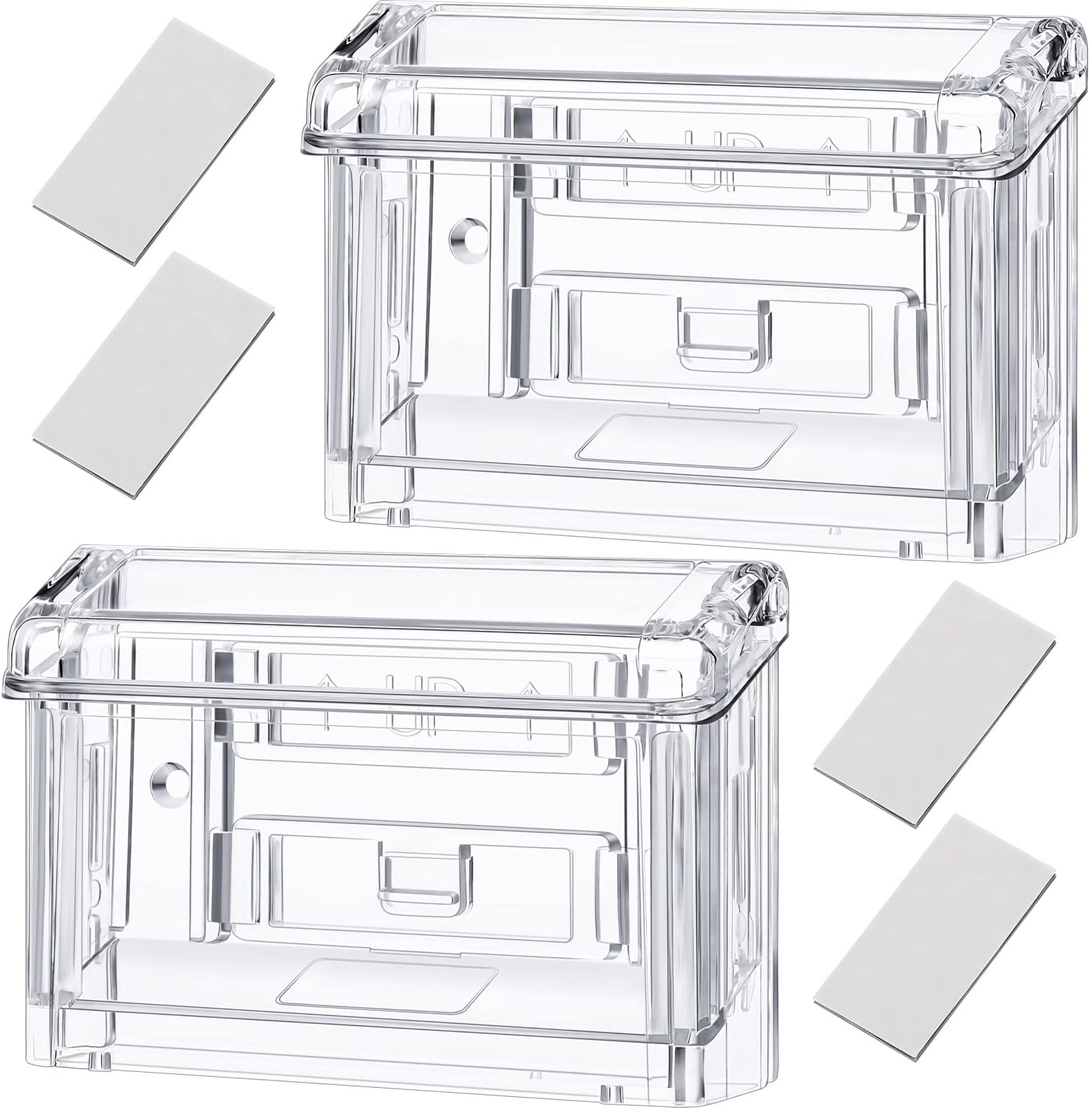 Vicenpal Outdoor Business Card Holder Clear Wall Mount Acrylic Business Card Box Included Peel and Stick for Office Store Trucks Wall Outdoor 4.25 x 1.46 x 2.87 inch(2 Pieces)