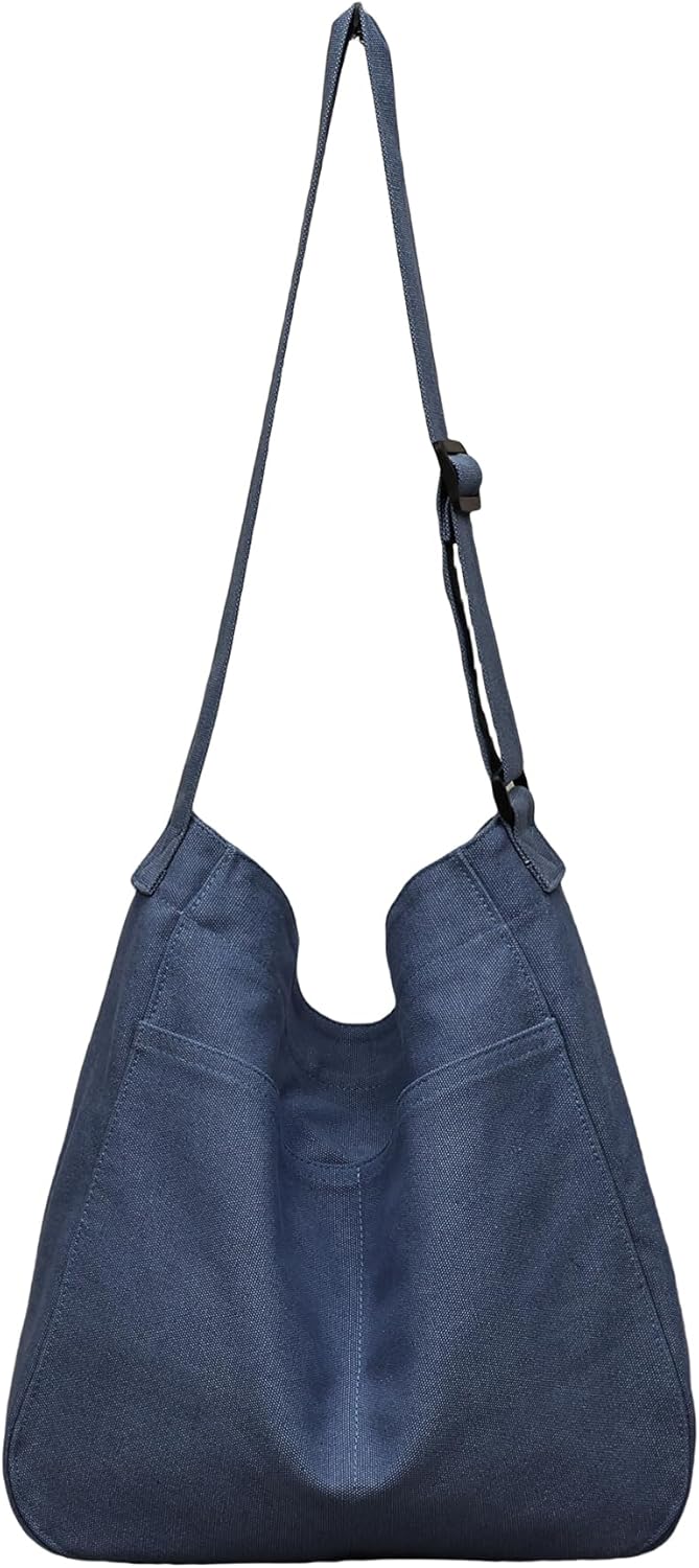 Hobo Bag Canvas Crossbody Shoulder Bag for Women and Men Large Casual Messenger Bags Canvas Tote Bag Travel Work