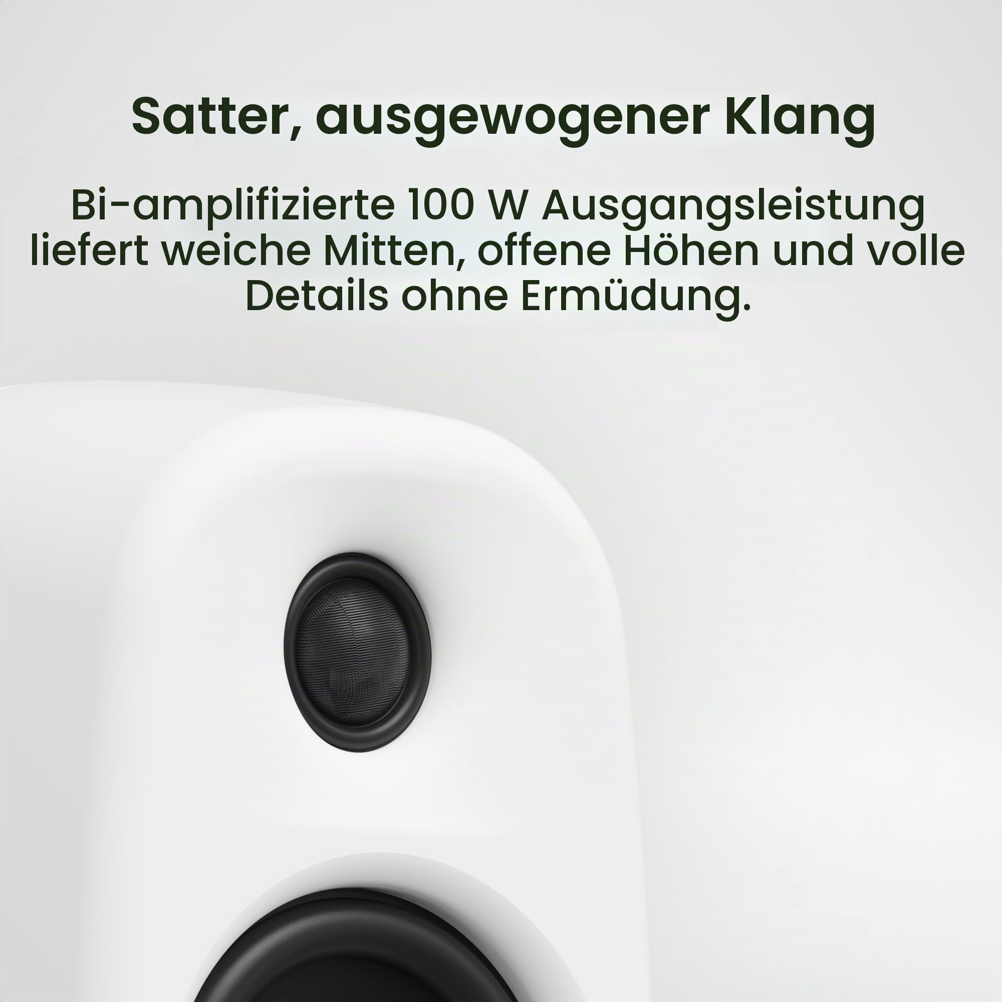 Kanto UKI 100 W Active Desktop Computer Speakers with Bluetooth and USB-C | Intelligent Sub Integration | Headphone Out | Pair | Pumice