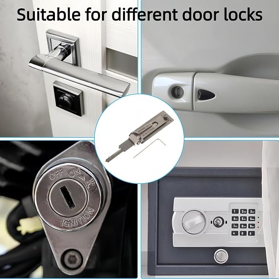 Sta/inless St/EEL Key Decoder,2 in 1 Lock Pick&Lock Picking Tool,Professional Loc/ksmith Tools,Durable Lock Picking Kit,Auto L/ock Pic/King kit for Beginners,Precision Design for Auto,Easy to Operate