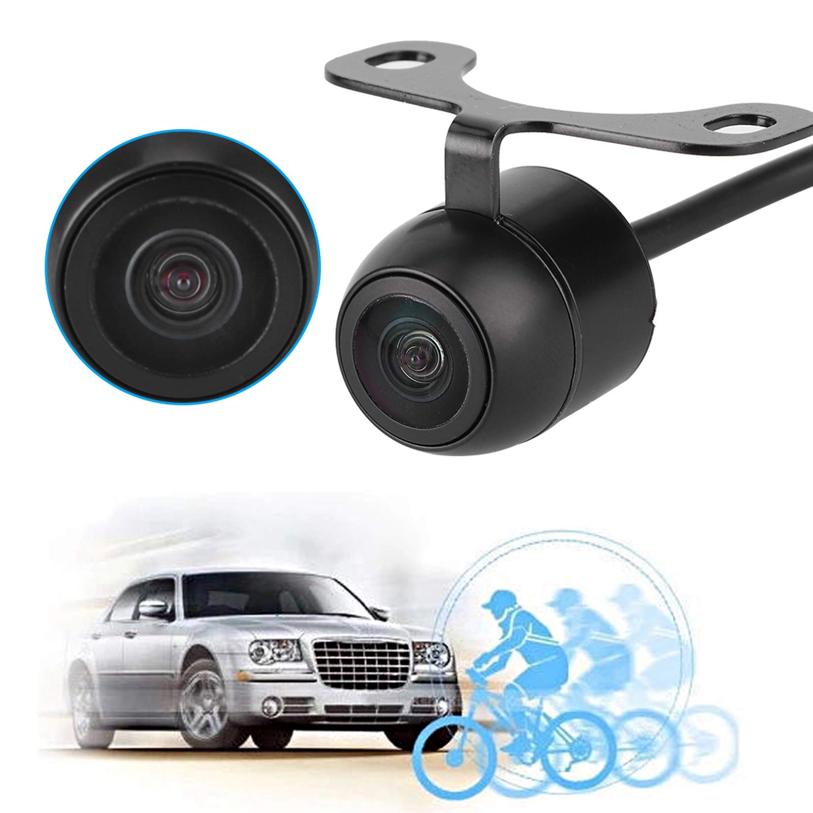 Telecamera CCD per auto, Mini telecamera frontale Sensore di immagine CCD universale Visione notturna Impermeabile con interruttore PAL/NTSC