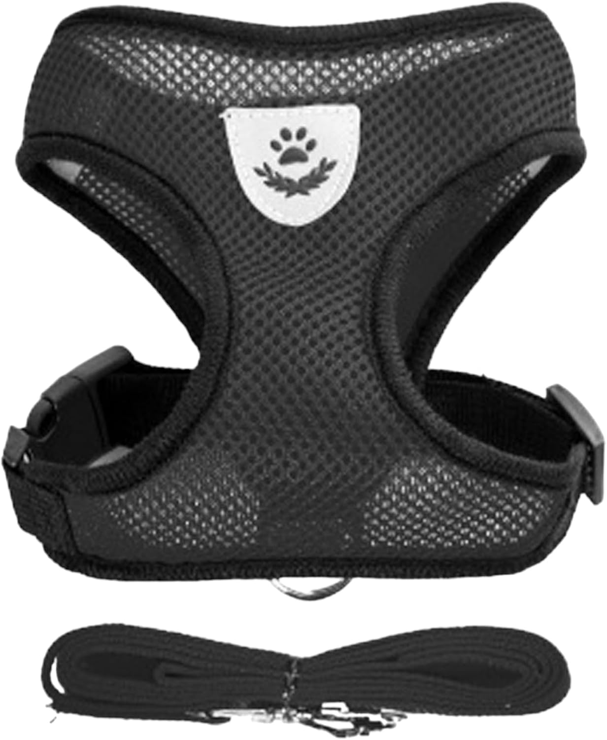 Coleira Peitoral Anti Puxão com Guia para Cães e Gatos – Ideal para Filhotes, Pinscher, Shi Tzu e Raças de Porte Pequeno a Médio – NEXUS MARKET (M, PRETO)