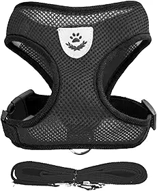 Coleira Peitoral Anti Puxão com Guia para Cães e Gatos – Ideal para Filhotes, Pinscher, Shi Tzu e Raças de Porte Pequeno a Médio – NEXUS MARKET (M, PRETO)