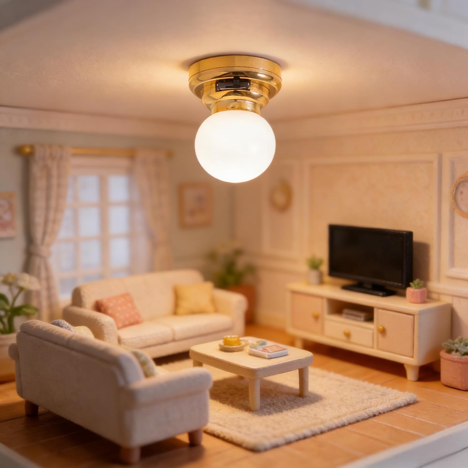 Toddmomy 3pcs Dollhouse Mini Led Ceiling Lamp Round Decorative Light for Miniature Houses Easy to Install Safe Material Unique Home Decor Accessory