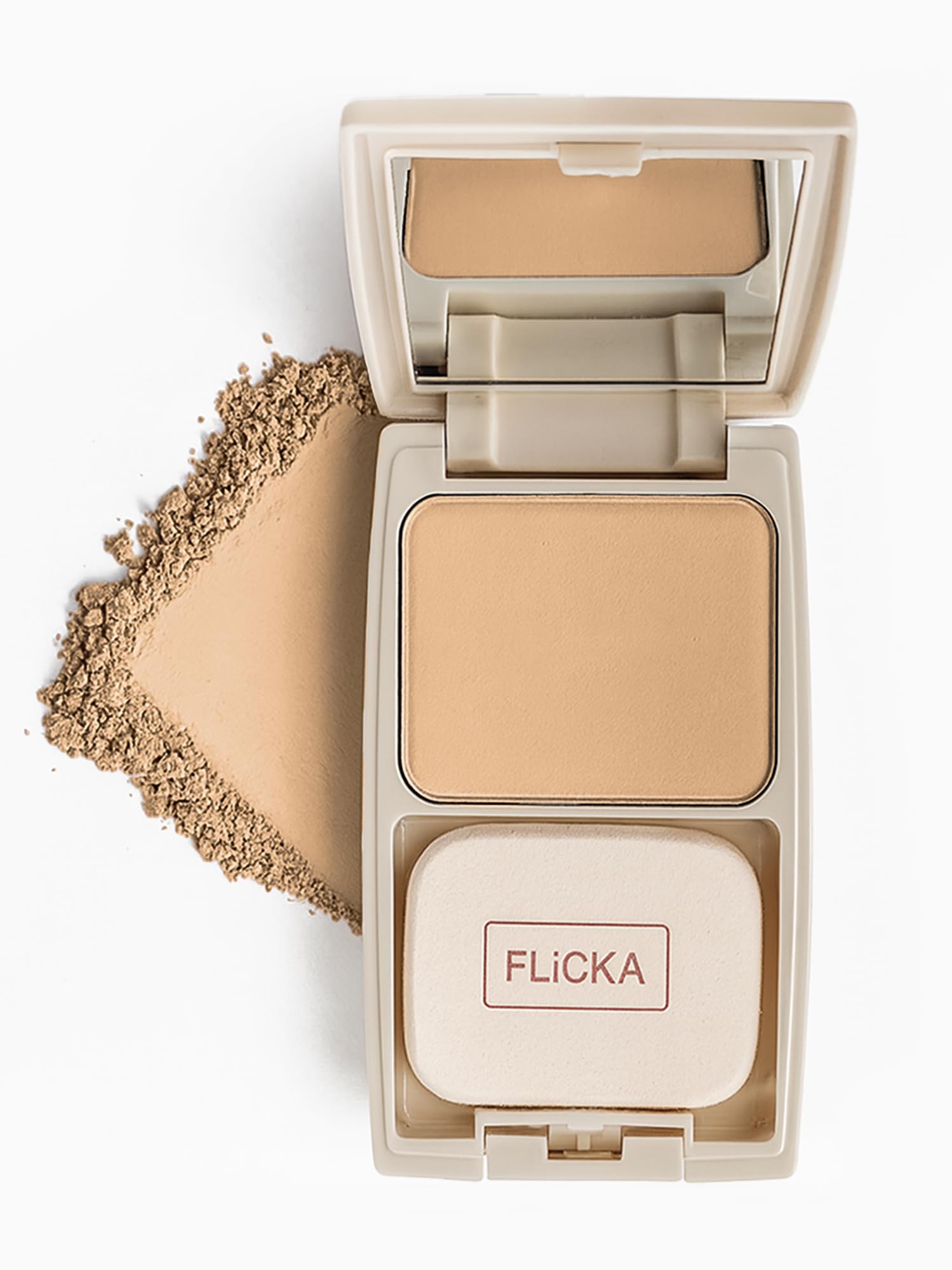 FLiCKA Dap & Dance Compact Pressed Powder For Face| Flawless, Weightless, Waterproof Matte Finish Powder| Enriched With Jojoba Oil| 03 Caramel, 10g-image-2